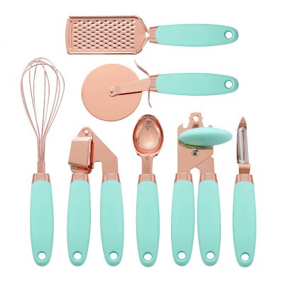 Hot 7pcs Opener Cream Spoon Pizza Slicer Peeler Copper Stainless Steel Cooking Accessories Gadget Kitchen Utensils Tools Set